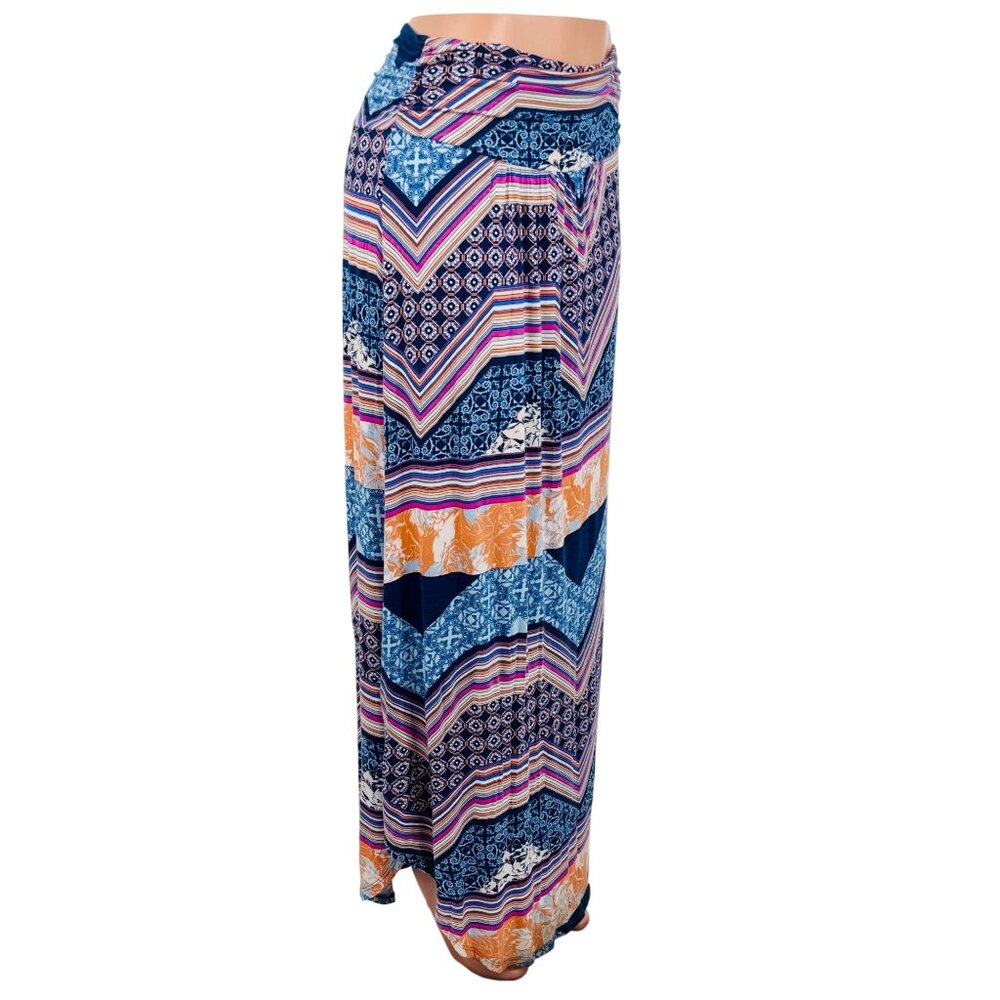 Anthropologie Multicolor Ruched Sides Maxi Skirt | Boho Poetcore Coastal Cowgirl - Picture 11 of 16
